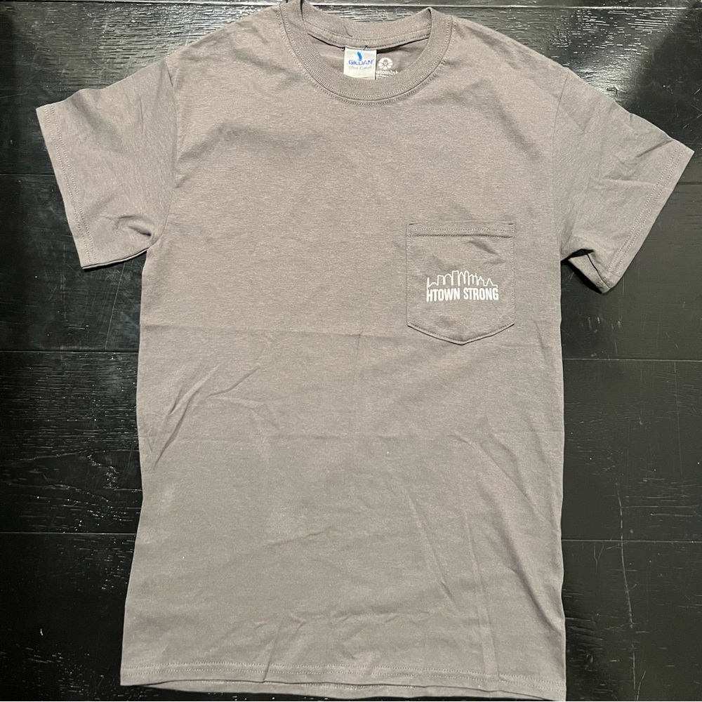Houston Strong Pocket T-Shirt Size S Gray Texas Pride Tee